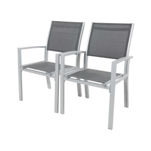 Lot de 2 fauteuils de jardin aluminium gris foncé 57 x 62 x…