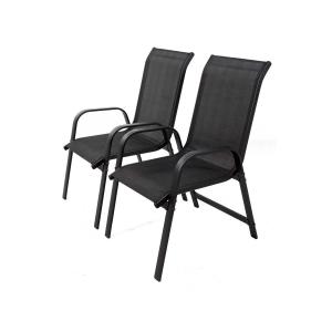 Lot de 2 fauteuils de jardin aluminium noir 75 x 55 x 99 cm