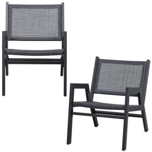 Lot de 2 fauteuils de jardin aluminium noir mat