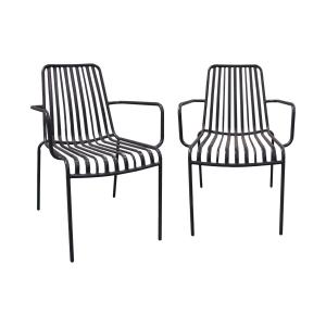 Lot de 2 fauteuils de jardin anthracite empilable en acier