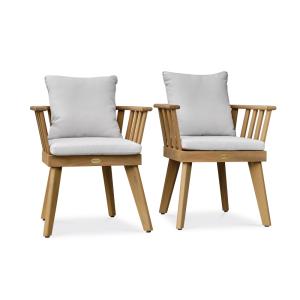 Lot de 2 fauteuils de jardin avec coussins - Acacia
