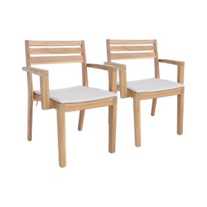 Lot de 2 fauteuils de jardin beige bois d'acacia avec couss…