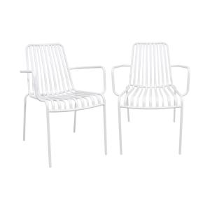 Lot de 2 fauteuils de jardin blanc empilable en acier