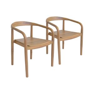 Lot de 2 fauteuils de jardin bois d'acacia couleur teck