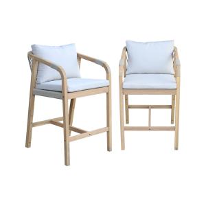 Lot de 2 fauteuils de jardin bois d'acacia et corde naturel…