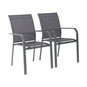 Lot de 2 fauteuils de jardin empilables anthracite