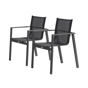 Lot de 2 fauteuils de jardin empilables en aluminium