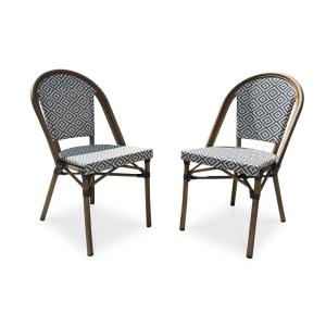 Lot de 2 fauteuils de jardin empilables en aluminium - bleu