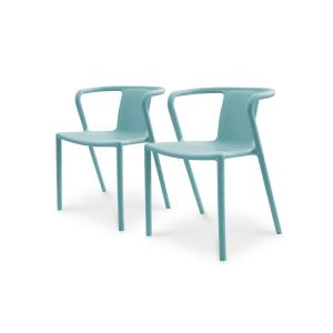 Lot de 2 fauteuils de jardin empilables en polypropylène bl…