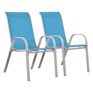 Lot de 2 fauteuils de jardin en acier bleu 53 x 75 x 92 cm