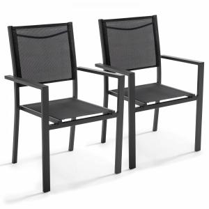 Lot de 2 fauteuils de jardin en aluminium et textilène anth…