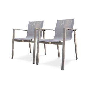 Lot de 2 fauteuils de jardin en aluminium et toile plastifi…