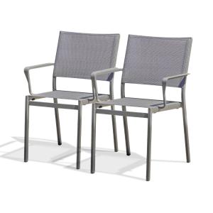 Lot de 2 fauteuils de jardin en aluminium et toile plastifi…