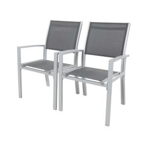 Lot de 2 fauteuils de jardin en aluminium gris foncé 57 x 6…