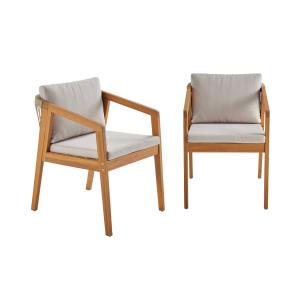 Lot de 2 fauteuils de jardin en bois d'acacia avec cordes