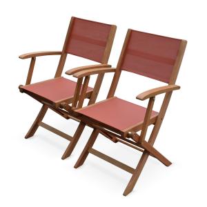 Lot de 2 fauteuils de jardin en bois terracotta