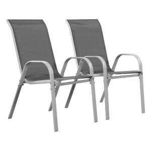 Lot de 2 fauteuils de jardin en métal gris 53 x 75 x 92 cm
