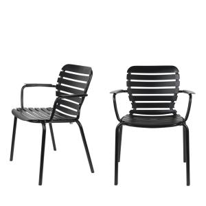 Lot de 2 fauteuils de jardin en métal noir