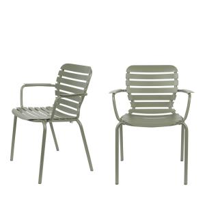 Lot de 2 fauteuils de jardin en métal vert de gris