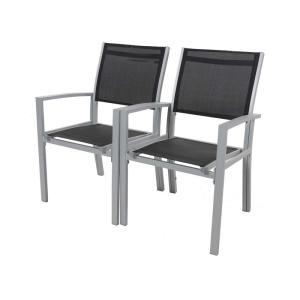 Lot de 2 fauteuils de jardin en  noir 57 x 62 x 90 cm
