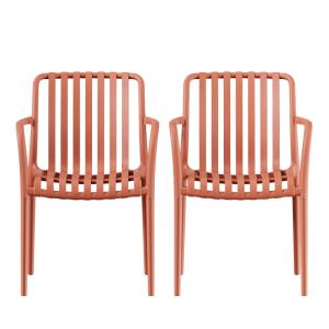 Lot de 2 fauteuils de jardin en résine - Terracotta