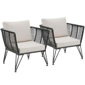 Lot de 2 fauteuils de jardin en résine tressée avec housses…