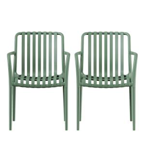 Lot de 2 fauteuils de jardin en résine - Vert