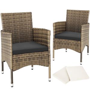 Lot de 2 fauteuils de jardin en rotin marron/gris foncé