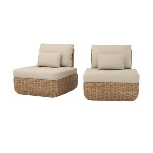 Lot de 2 fauteuils de jardin en rotin synthétique et tissu…