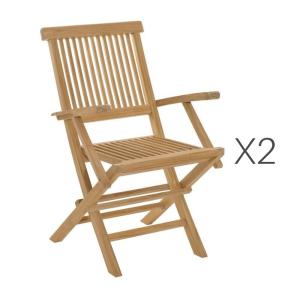 Lot de 2 fauteuils de jardin en teck massif