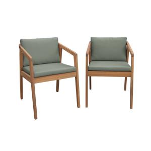 Lot de 2 fauteuils de jardin kaki en bois d'acacia