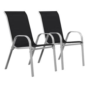 Lot de 2 fauteuils de jardin métal noir 53 x 75 x 92 cm