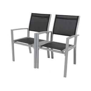 Lot de 2 fauteuils de jardin  noir 57 x 62 x 90 cm