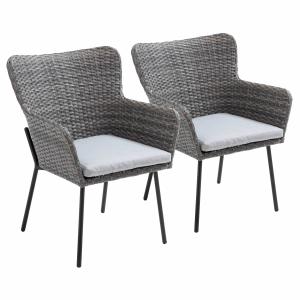 Lot de 2 fauteuils de jardin rond en osier