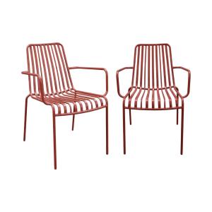 Lot de 2 fauteuils de jardin terracotta empilable en acier