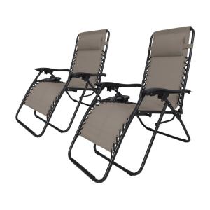 Lot de 2 Fauteuils de jardin textilène taupe 160 x 64 x 109…