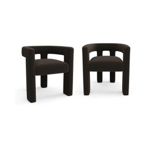 Lot de 2 fauteuils de salle à manger velours lisse noir