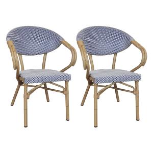 Lot de 2 fauteuils de table en textilène bleu