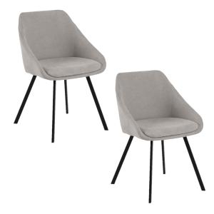 Lot de 2 fauteuils de table en tissu gris