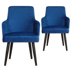 Lot de 2 fauteuils de table en velours bleu