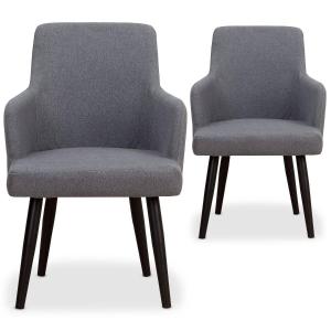 Lot de 2 fauteuils de table en velours gris foncé