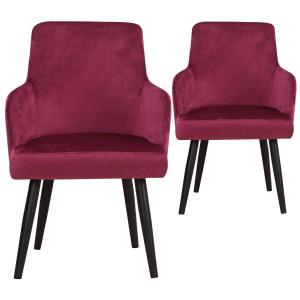 Lot de 2 fauteuils de table en velours rouge