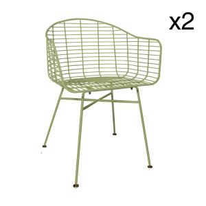 Lot de 2 fauteuils de table extérieur en métal vert