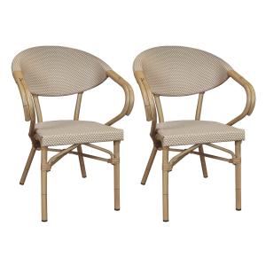 Lot de 2 fauteuils de table extérieur en textilène beige