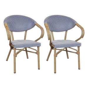 Lot de 2 fauteuils de table extérieur en textilène bleu