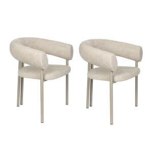 Lot de 2 fauteuils design en tissu beige