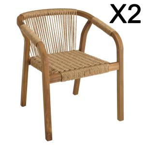 Lot de 2 fauteuils en acacia huilé et cordage synthétique