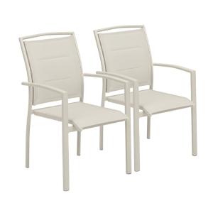 Lot de 2 fauteuils en aluminium crème