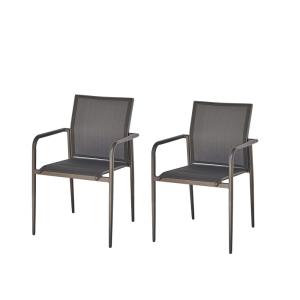 Lot de 2 fauteuils en aluminium et textilène gris