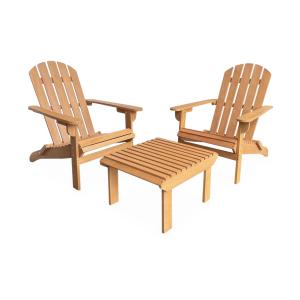 Lot de 2 fauteuils en bois avec un repose-pieds